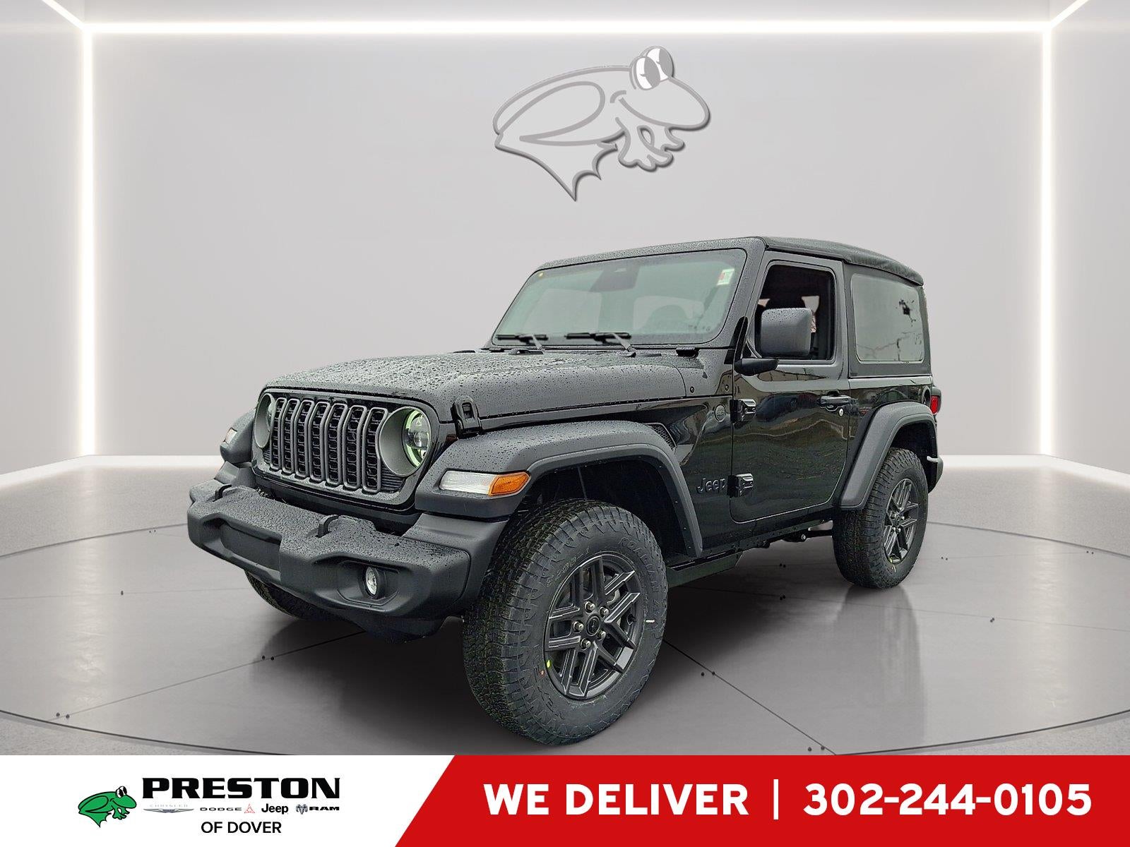 2026 Jeep Wrangler Sport S in Black Clearcoat — front three-quarter view