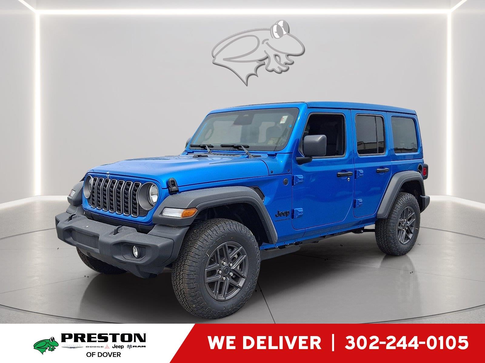 2026 Jeep Wrangler Sport S in Hydro Blue Pearlcoat — front three-quarter view