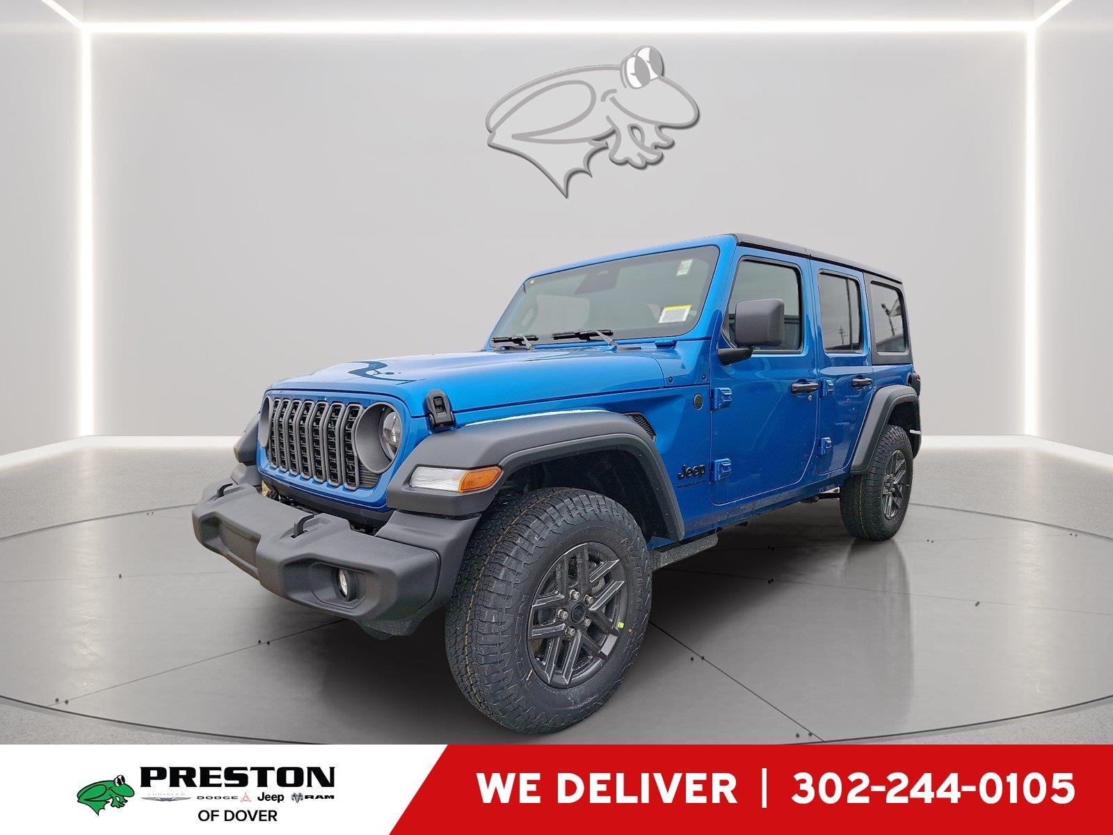 2026 Jeep Wrangler Sport S in Hydro Blue Pearlcoat — front three-quarter view