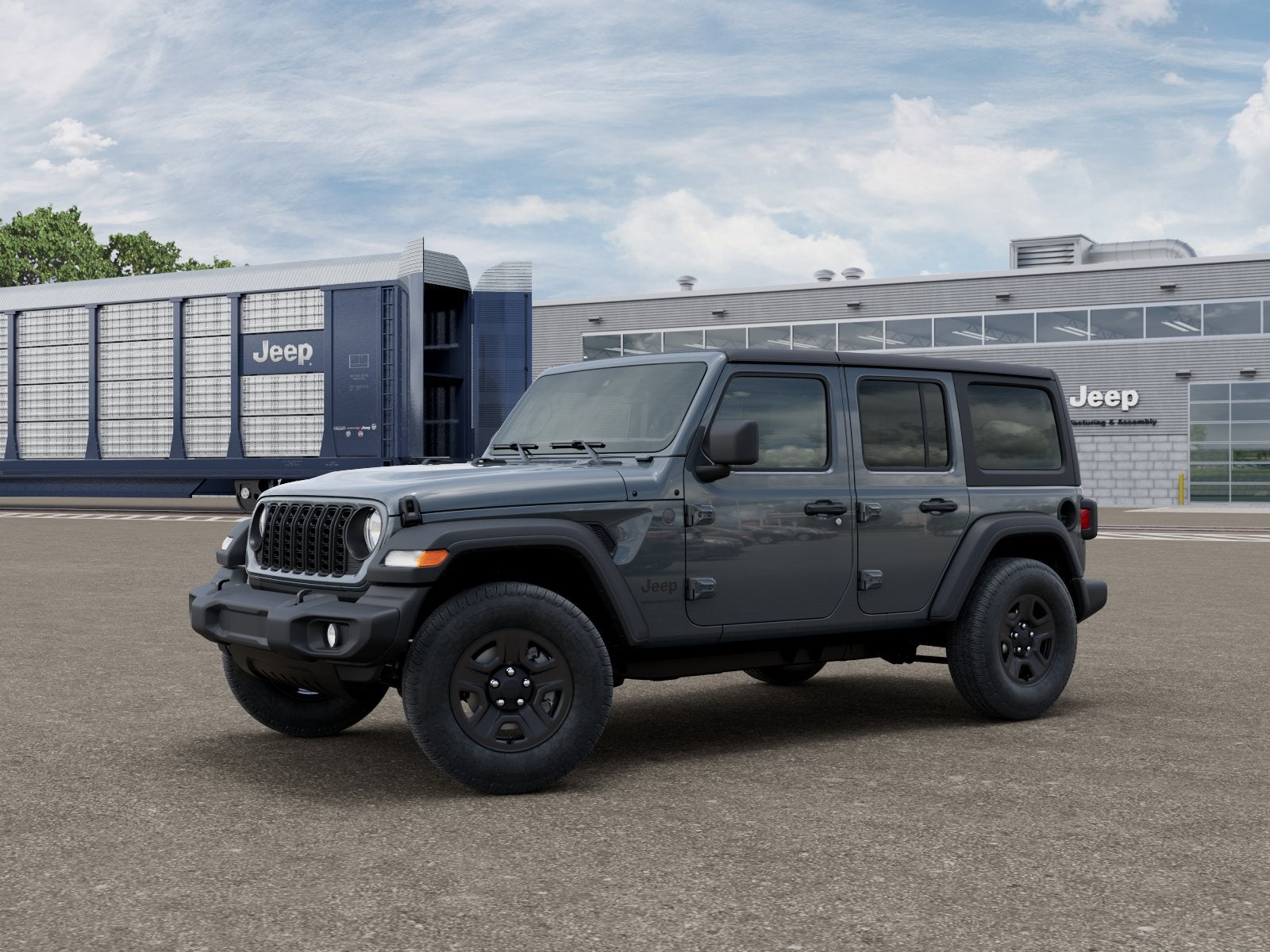 2025 Jeep Wrangler Sport in Anvil Clearcoat — front three-quarter view