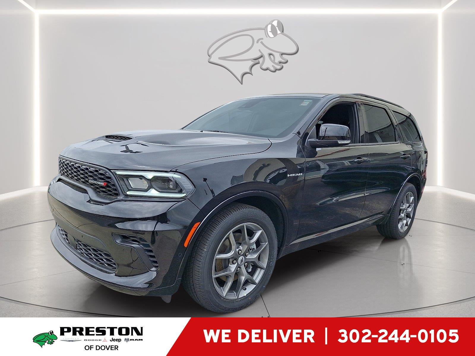 2026 Dodge Durango GT Plus HEMI V8 in Db Black Clearcoat — front three-quarter view