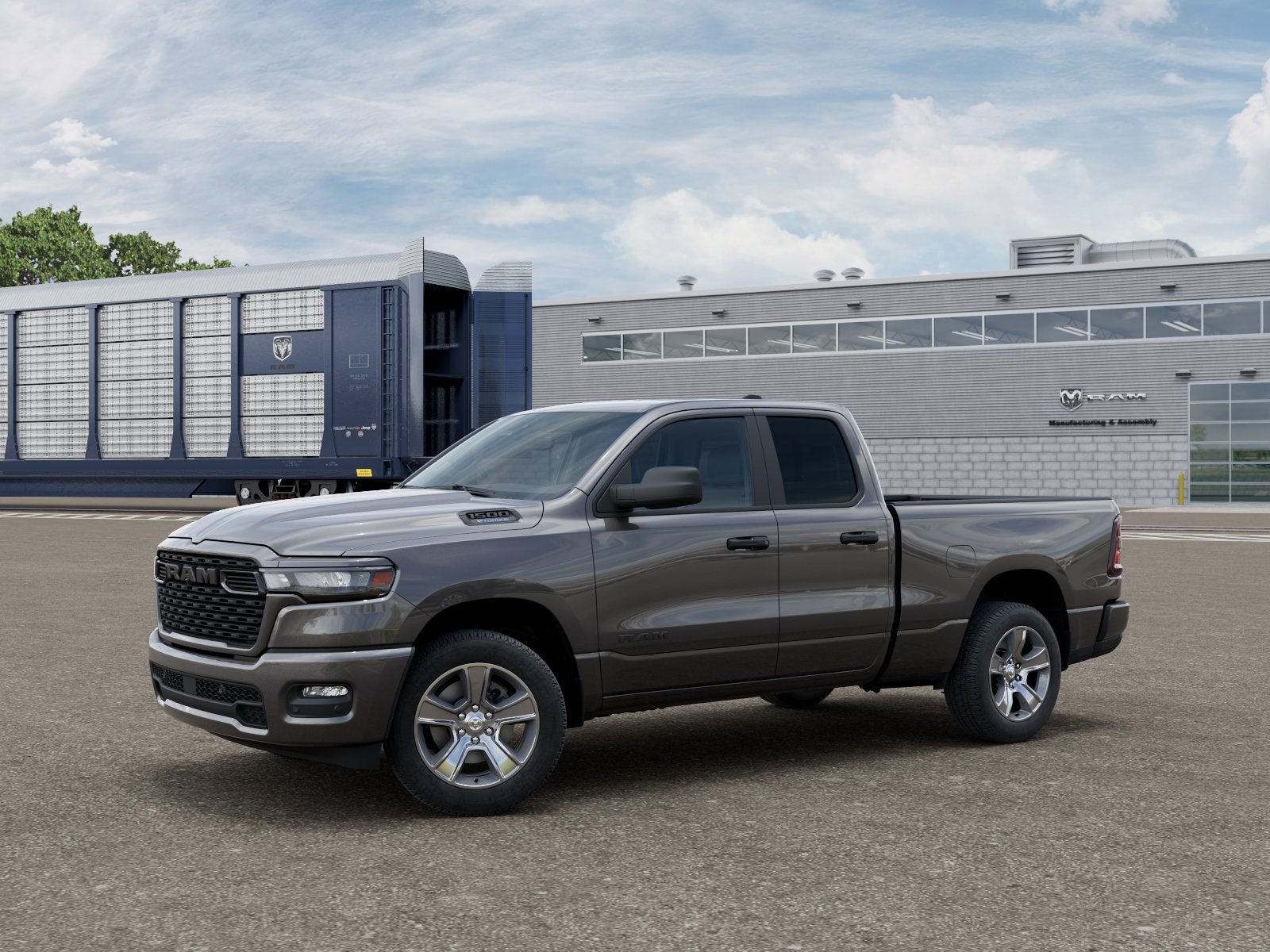2025 RAM 1500 Tradesman in Granite Crystal Metallic Clearcoat — front three-quarter view