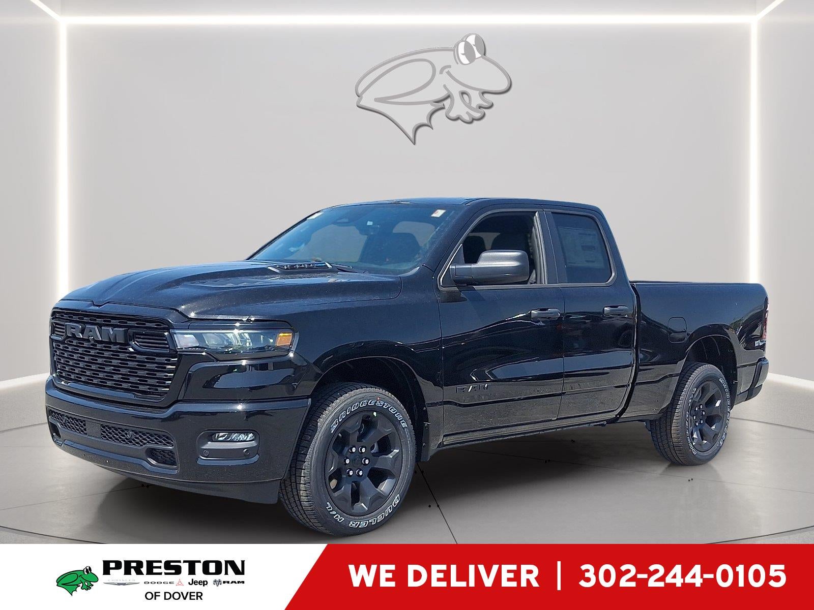 2026 RAM 1500 Express in Diamond Black Crystal Pearlcoat — front three-quarter view