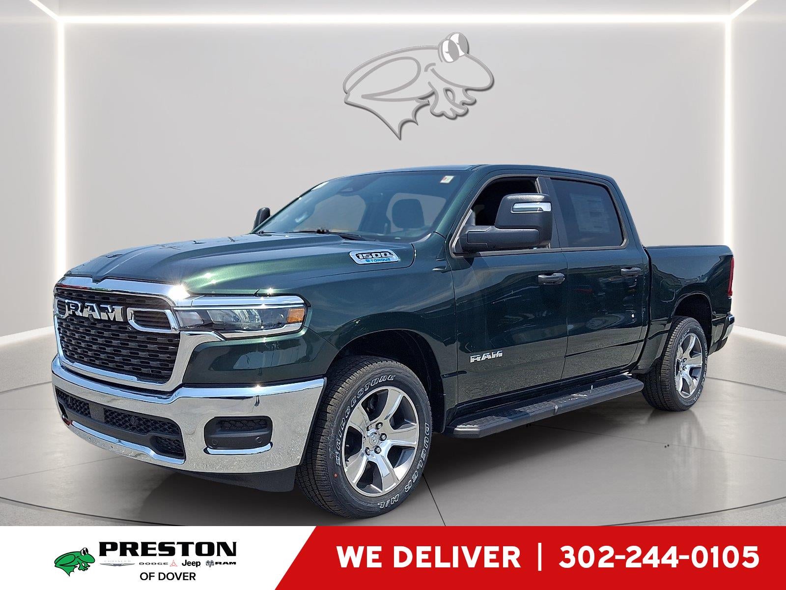 2026 RAM 1500 Tradesman in Pg9 Serrano Green Metallic — front three-quarter view