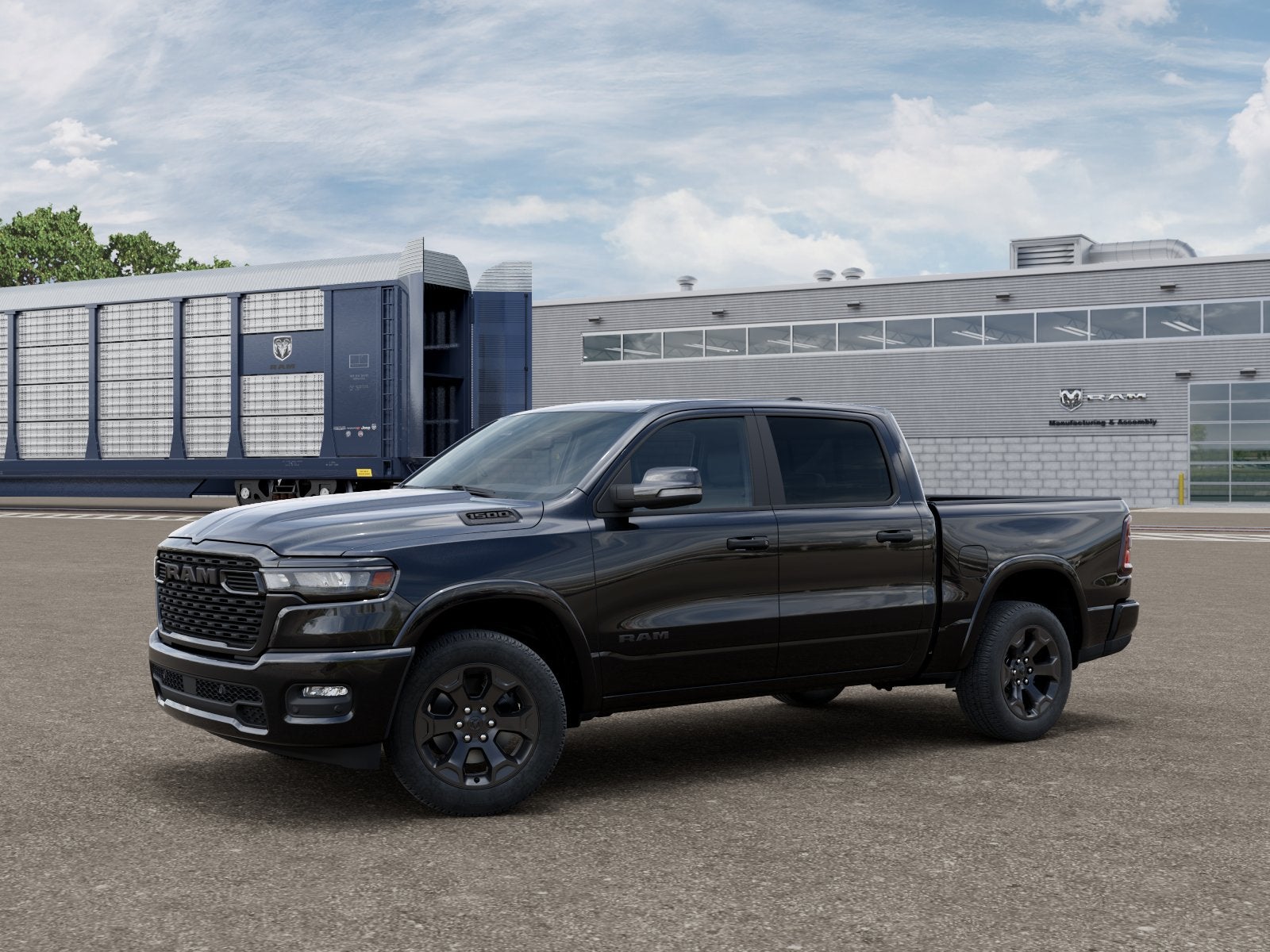 2026 RAM 1500 Big Horn in Diamond Black Crystal Pearlcoat — front three-quarter view