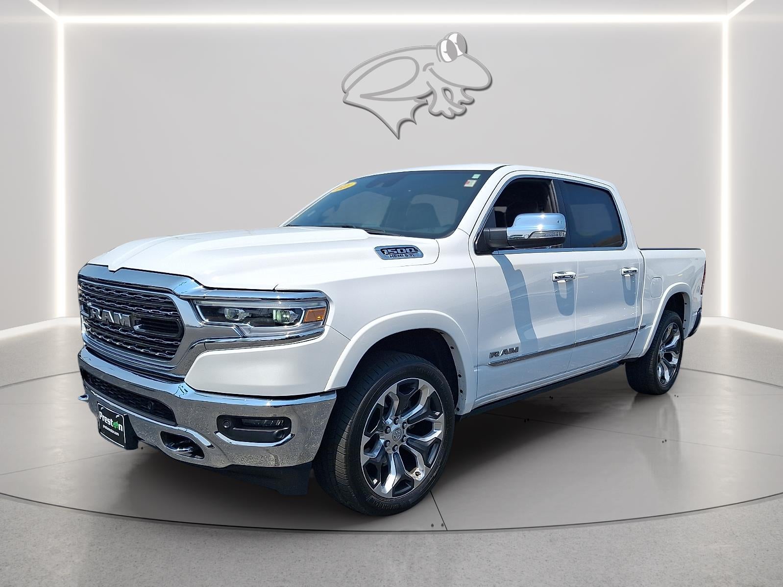 2020 RAM 1500 Limited in Bright White Clearcoat — front three-quarter view