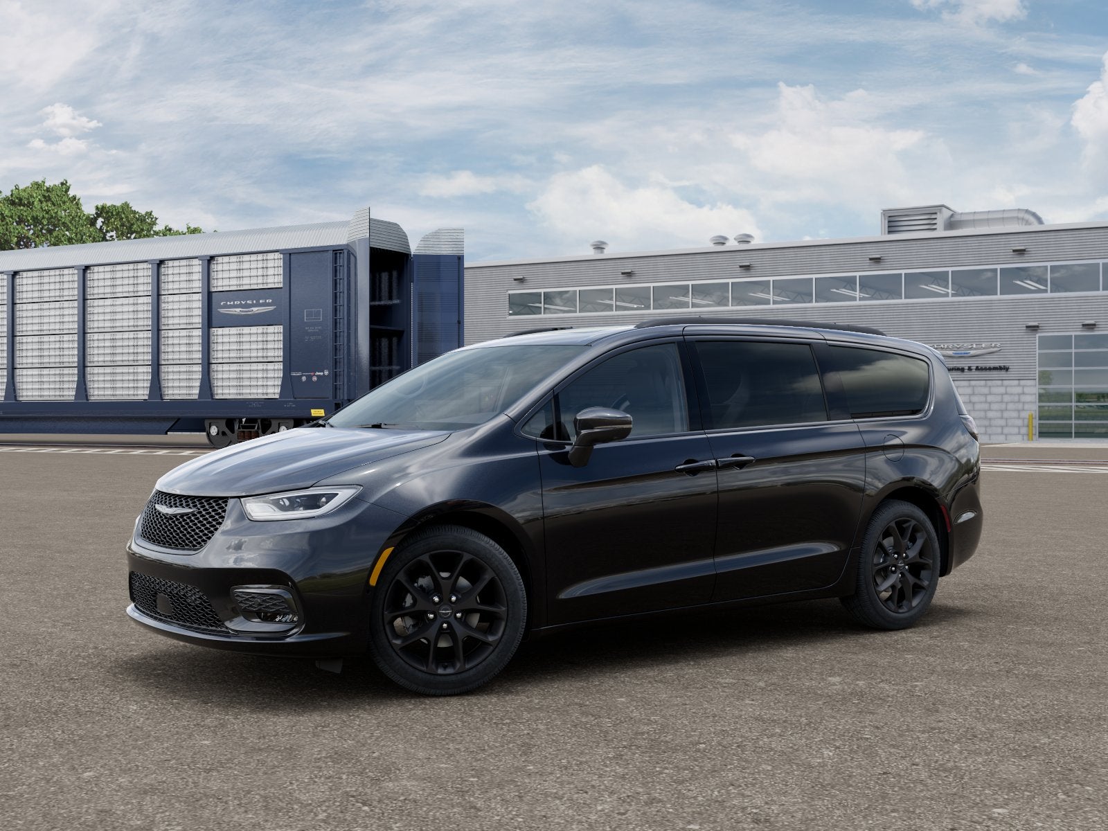 2026 Chrysler Pacifica Limited in Diamond Black Crystal Pearlcoat — front three-quarter view