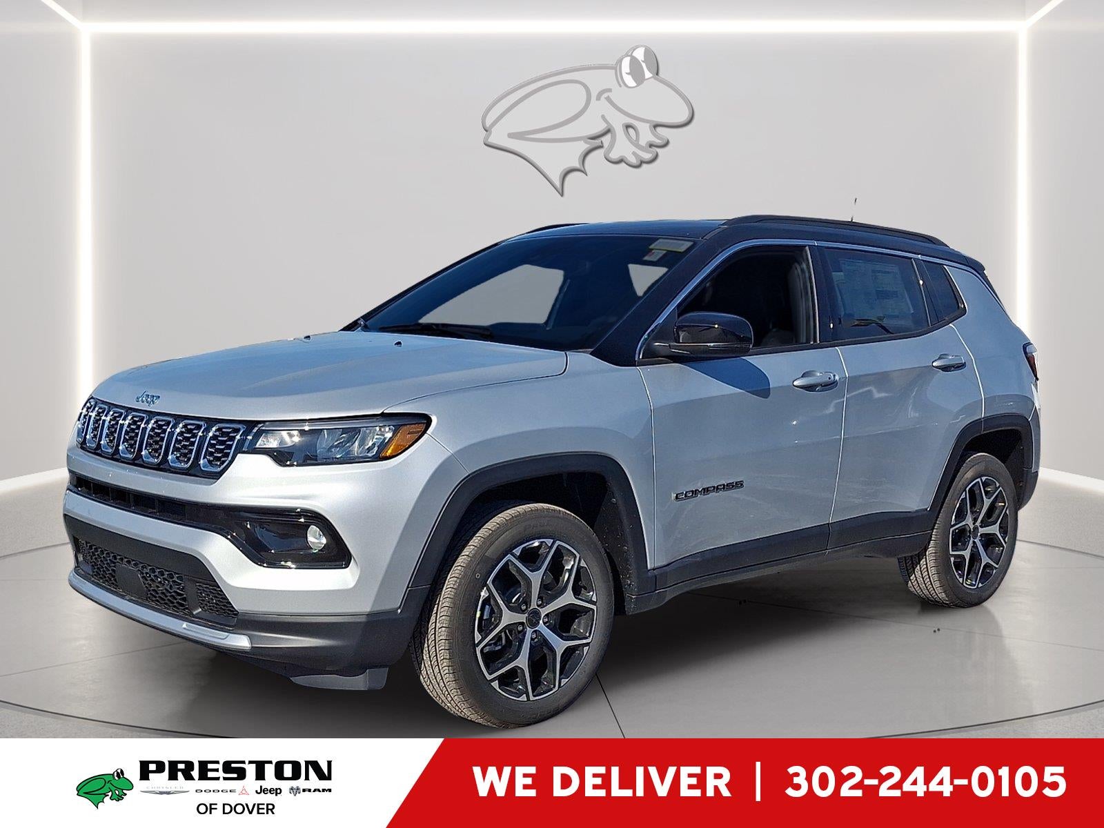 2026 Jeep Compass Limited in Silver Zynith Metallic Clearcoat — front three-quarter view