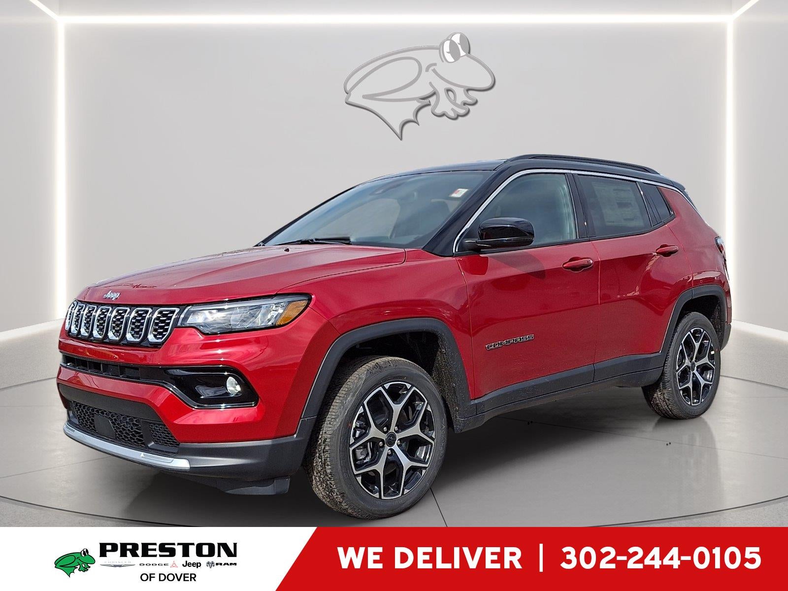 2026 Jeep Compass Limited in Red Hot Pearlcoat — front three-quarter view
