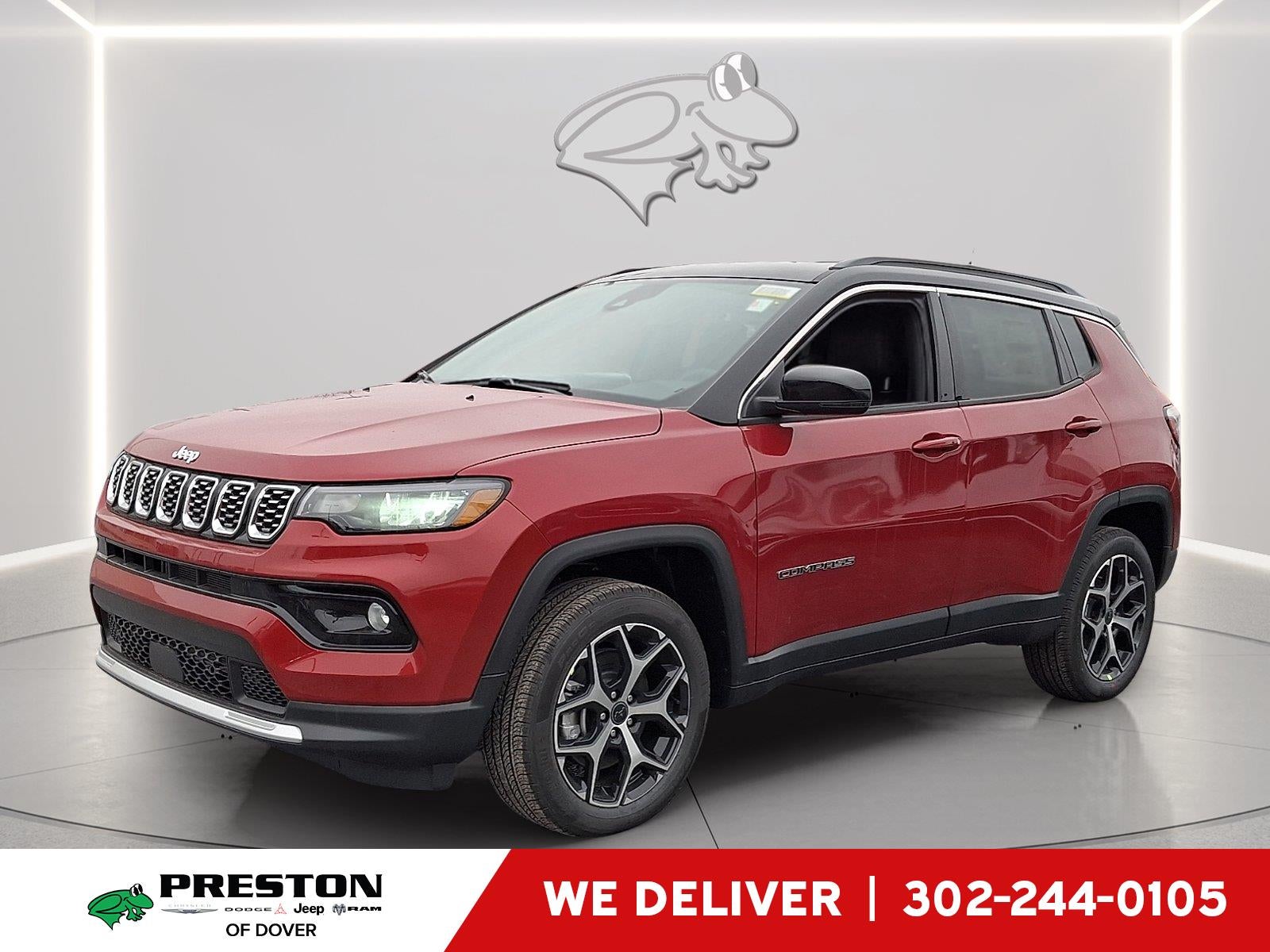 2026 Jeep Compass Limited in Red Hot Pearlcoat — front three-quarter view