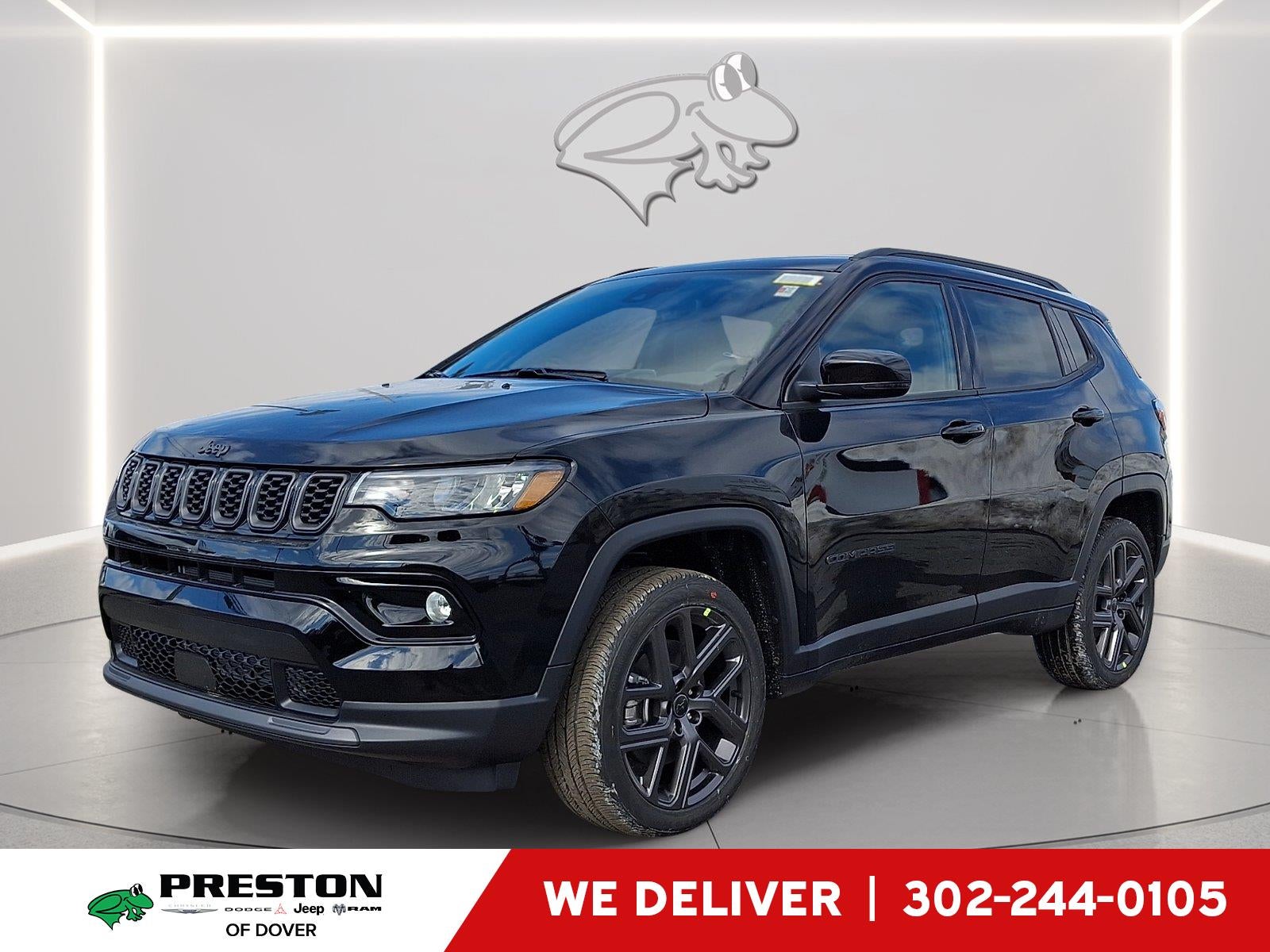 2026 Jeep Compass Limited Altitude in Diamond Black Crystal Pearlcoat — front three-quarter view