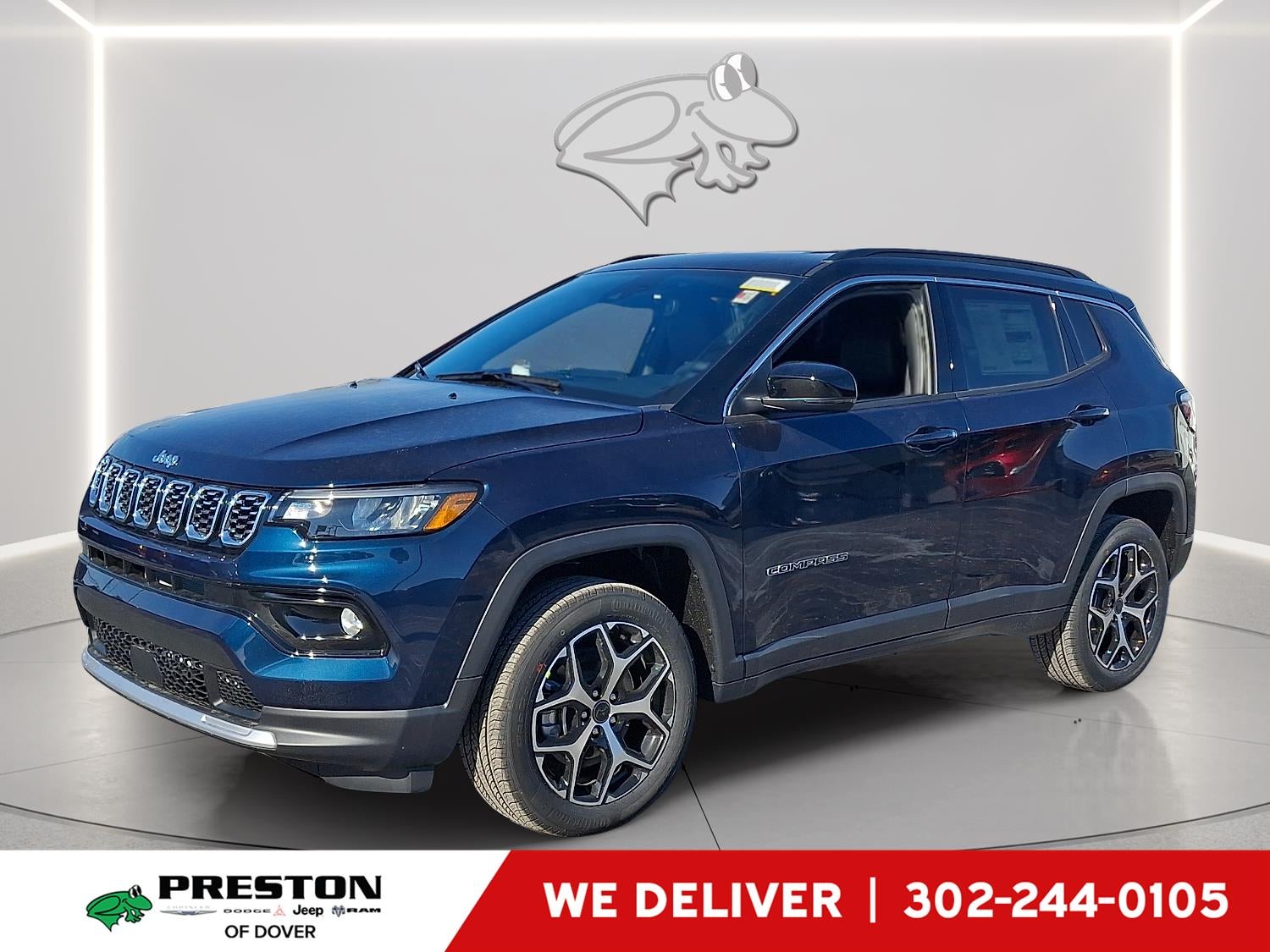 2026 Jeep Compass Limited in Fathom Blue Pearl Coat — front three-quarter view