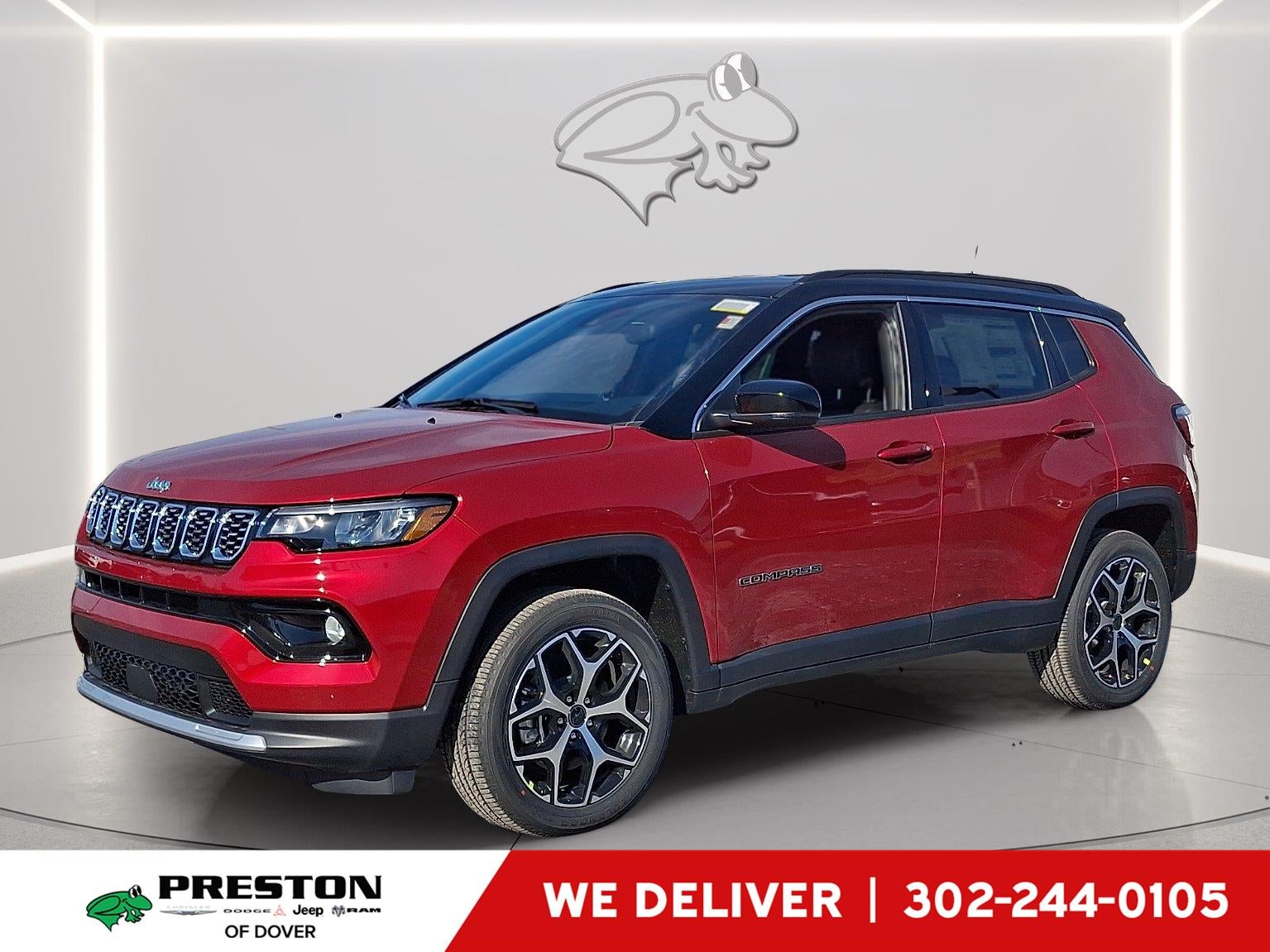 2026 Jeep Compass Limited in Red Hot Pearlcoat — front three-quarter view