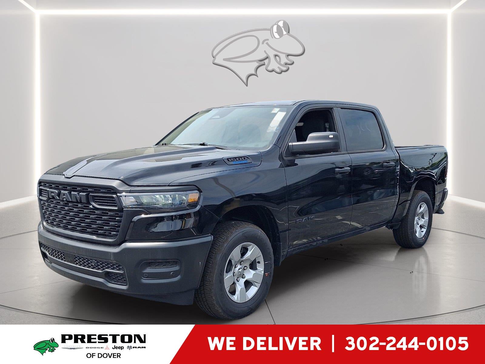 2026 RAM 1500 Tradesman in Diamond Black Crystal Pearlcoat — front three-quarter view